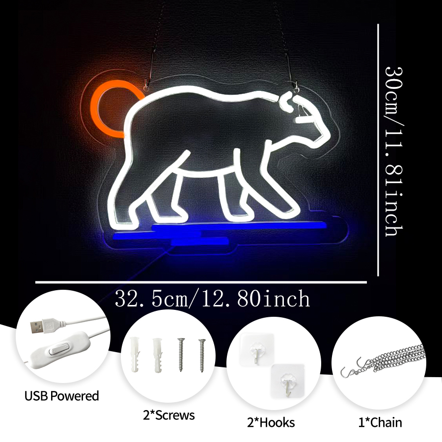 Polar Bear Neon Sign For Wall  - Zoo Party Games 评论和价格